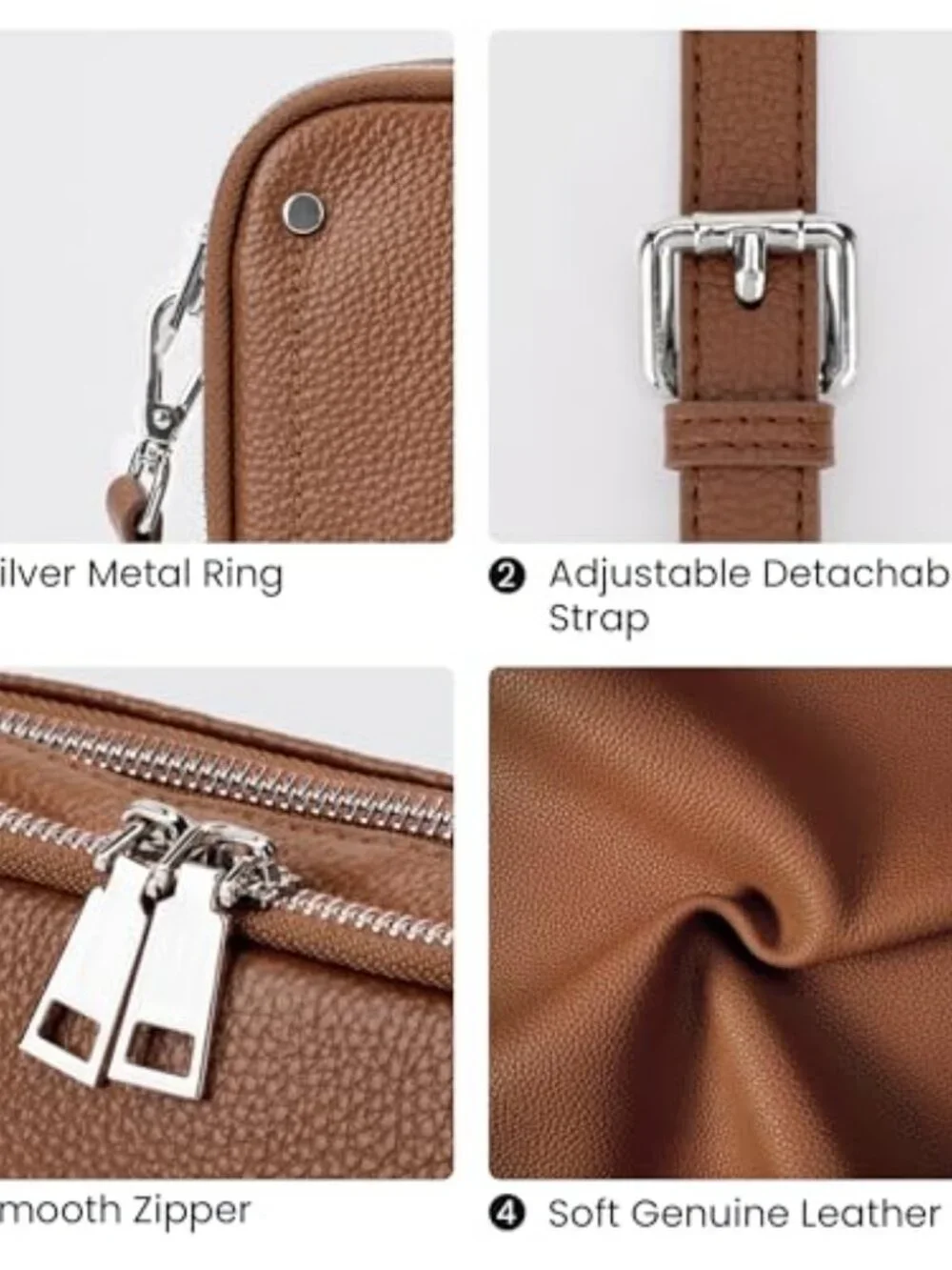 Genuine Leather Crossbody Bags for Women, RFID Leather Purses